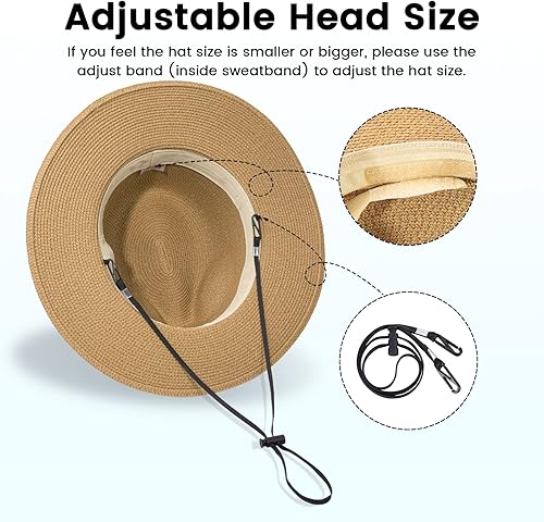 Vista 3 de Simplicity Sombrero Panamá de paja de ala ancha para hombre y mujer