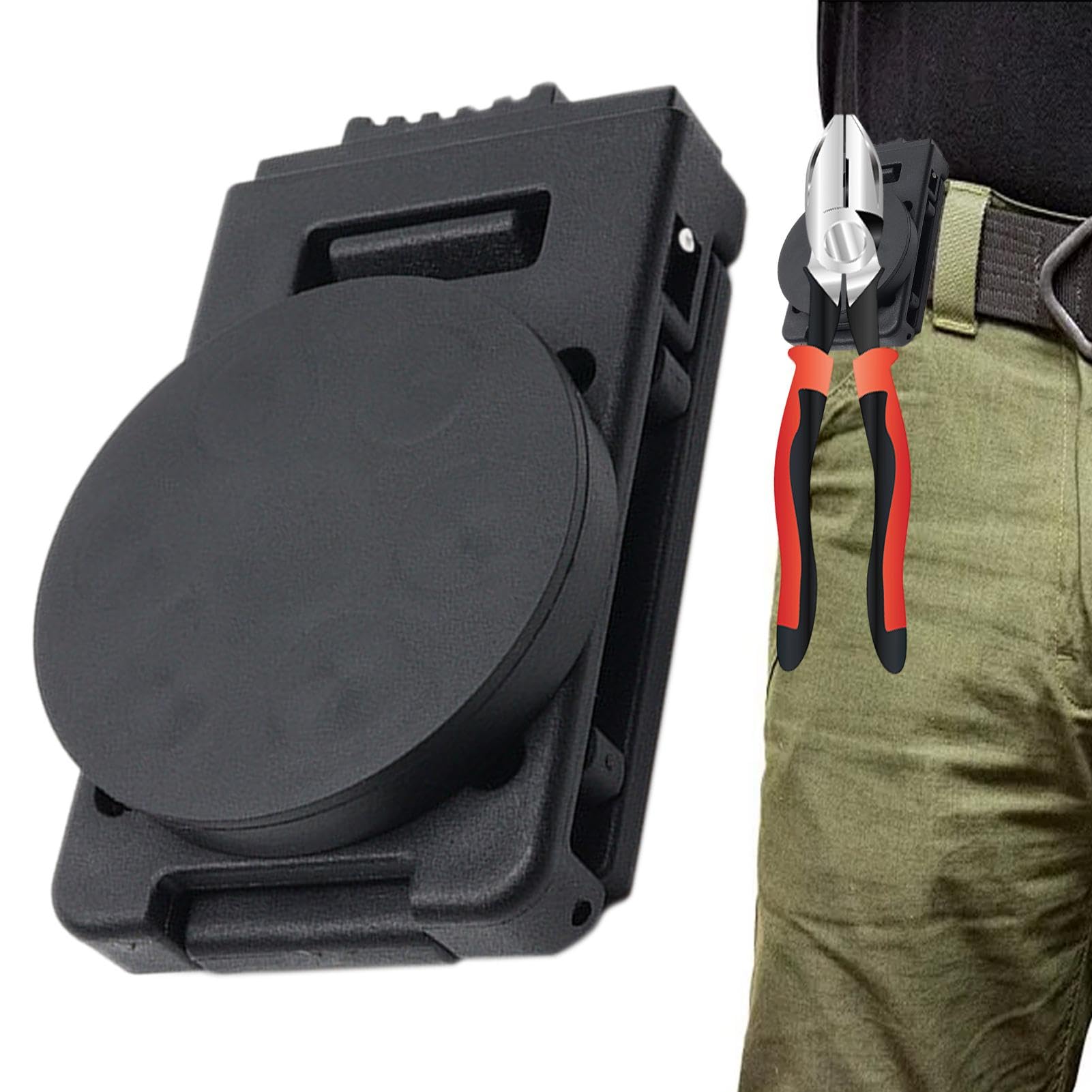 Magnetic Tool Clip, Tool Holder Drill, Magnetic Pliers Holder, Strong Magnetic Hold, Non-Slip Tool Holster for Drill Screwdriver Bits Wrench Plier Accessories, Rubber-Coated Magnet