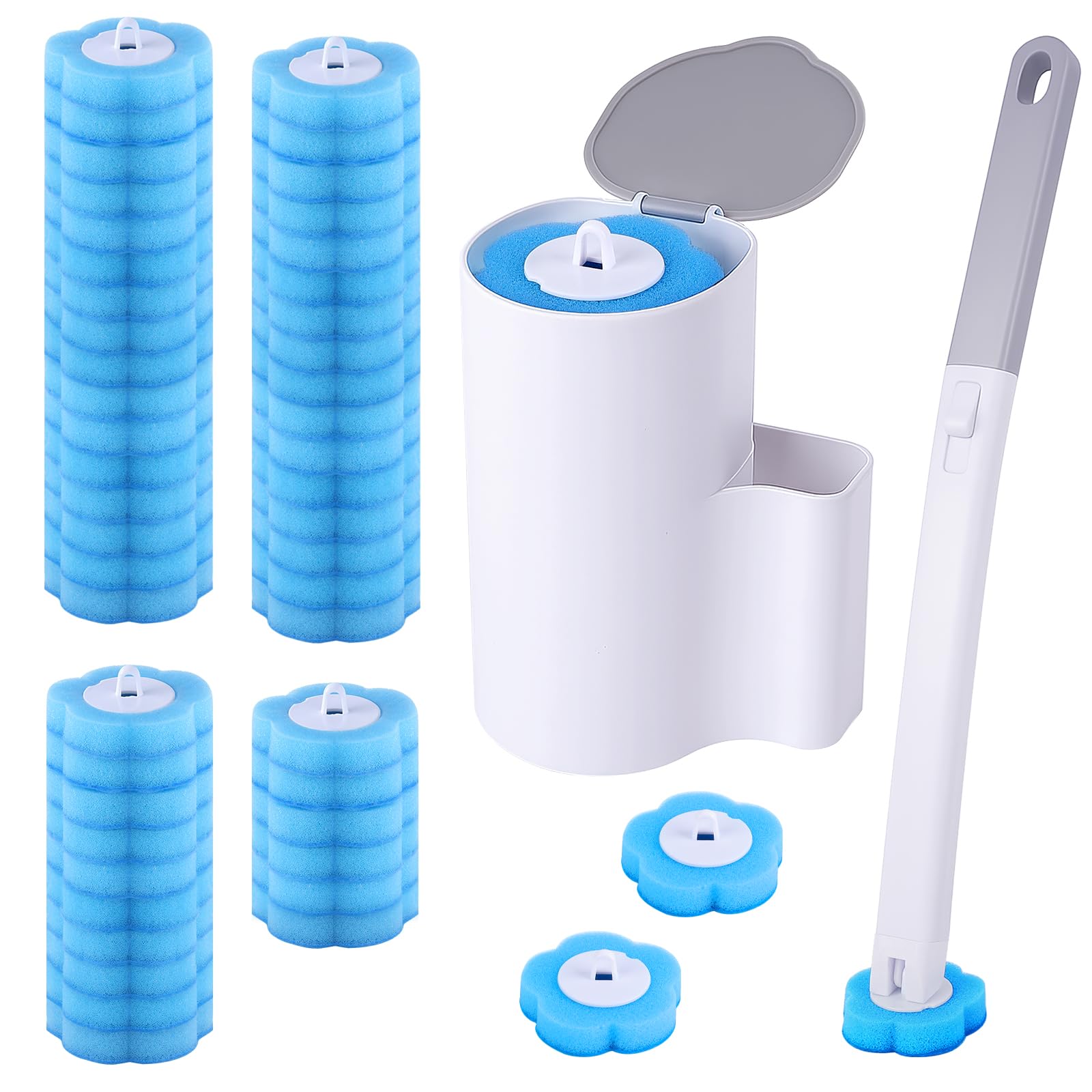 wlich Disposable Toilet Brush with 48 Refills