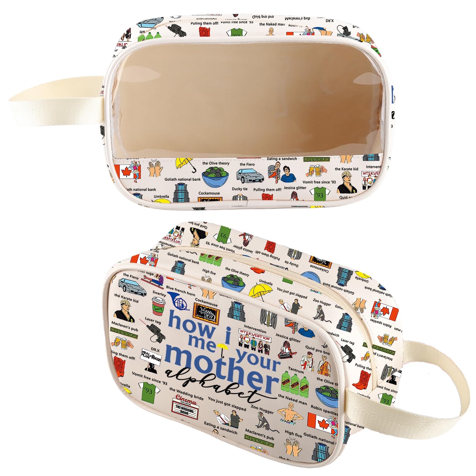 HIMYM TV Show Inspired Gift Ted Mosby Lover Gift HIMYM Clear Makeup Zipper Pouch (HowIMBag)
