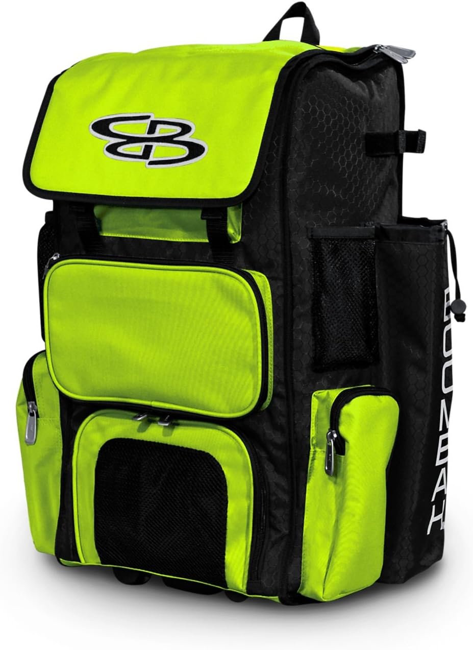 Boombah Rolling Superpack Baseball/Softball Gear Bag - 23-1/2" x 13-1/2" x 9-1/2" - Telescopic Handle and Holds 4 Bats - Wheeled Version