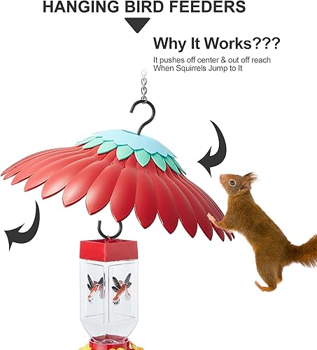 Miniatura 4 de deflector de ardilla para colgar comedero de pájaros, cubierta de lluvia para exteriores, protege la alimentación del sol, cúpula azul atrae