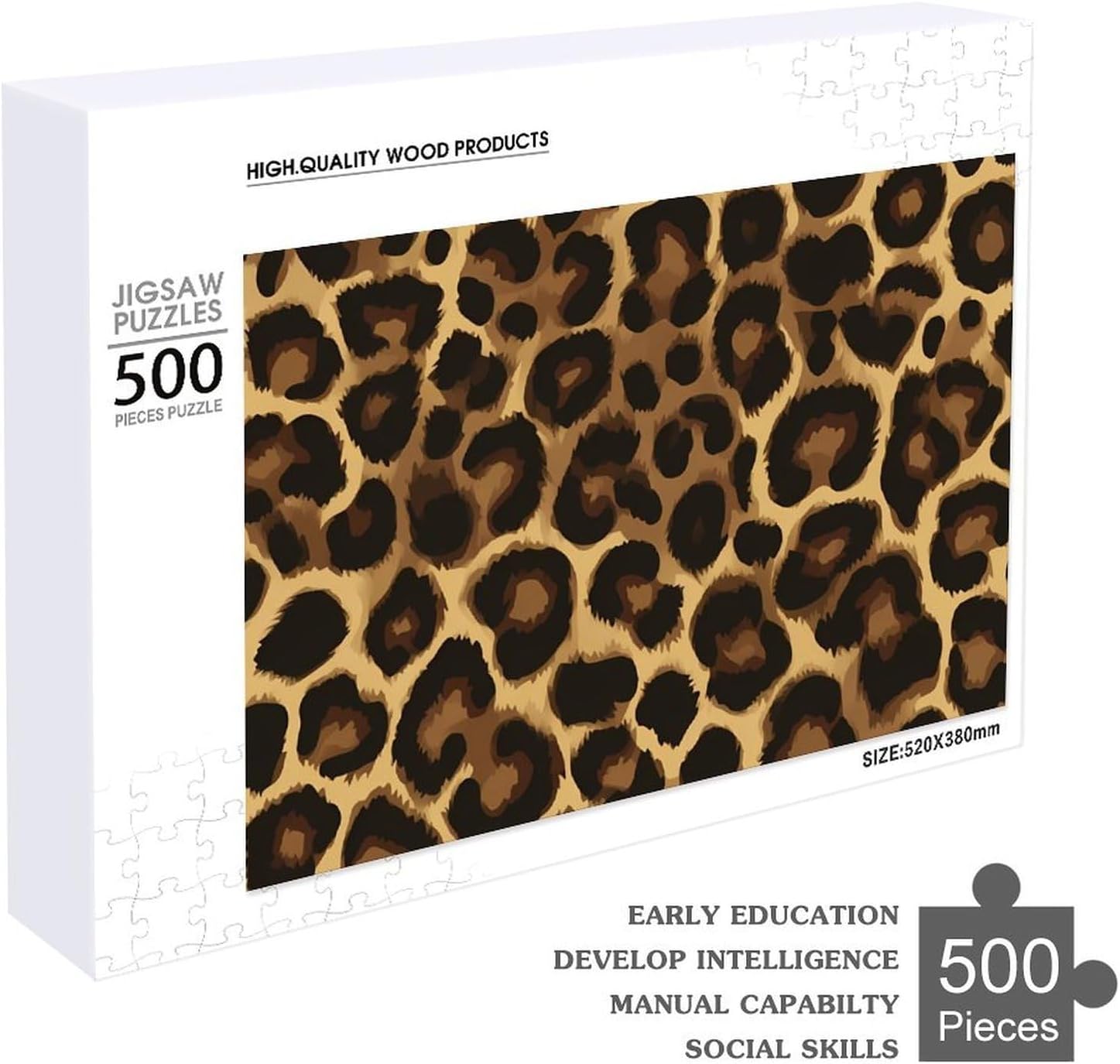 Leopard Print Puzzles for Adults 500 PCS Wooden Jigsaw Puzzle Wall Decor Christmas