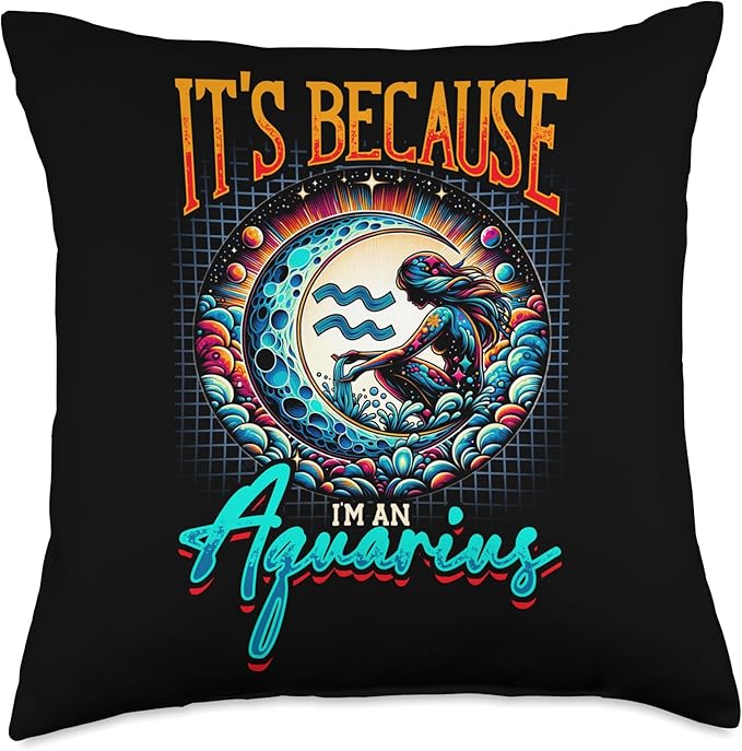 Aquarius Zodiac Sign Moon Astrology Star Sign Throw Pillow