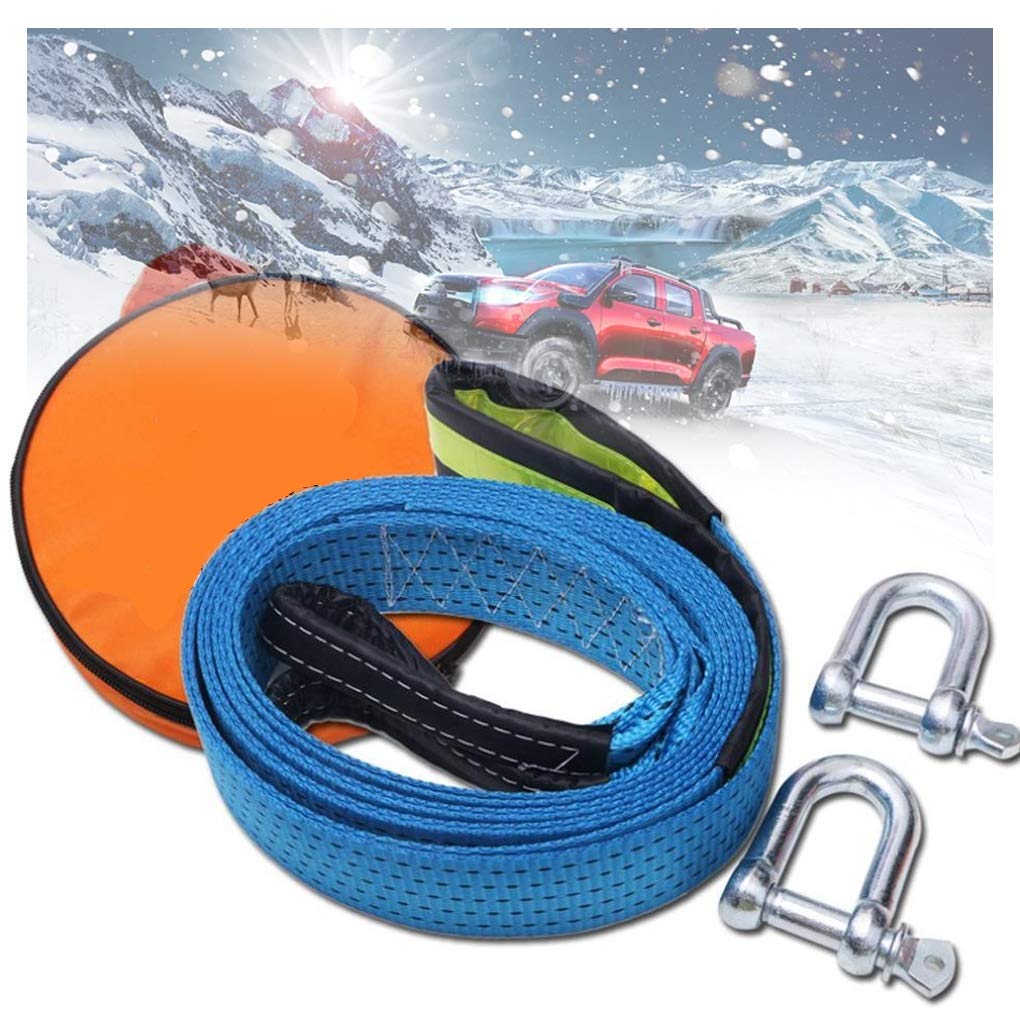 Cinghia di Traino 5 Metri 8 tonnellate, Cinghia di Traino in Nylon, Fune di Traino per carichi Pesanti 4x4, con 2 Ganci di Sicurezza e Custodia, per Auto/SUV/Veicoli agricoli