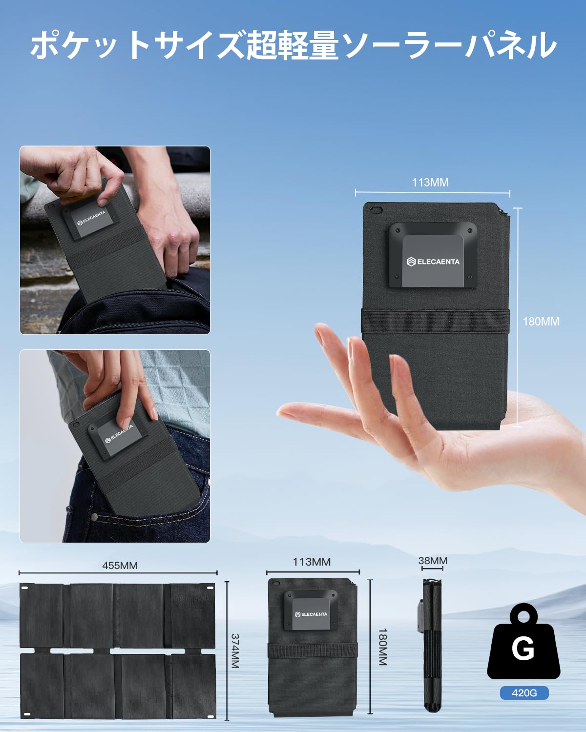 Amazon | 【発電革命】ELECAENTA 25W ソーラーパネル 変換効率25.4% 次