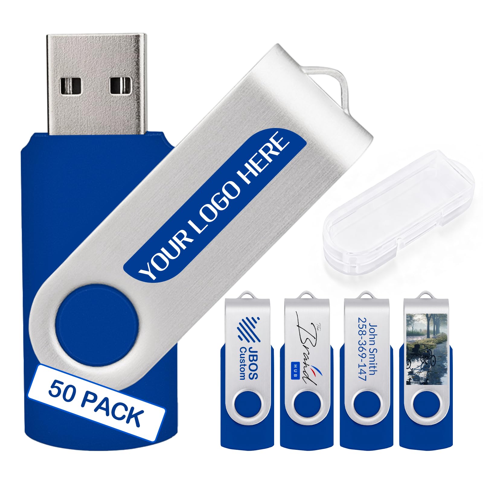 Niestandardowe pendrive'y USB 32 GB, USB 3.0, spersonalizowane pendrive'y z logo do biznesu, wydarzeń, drukowania tekstu lub obrazu, niestandardowe karty pamięci JBOS - królewski błękit