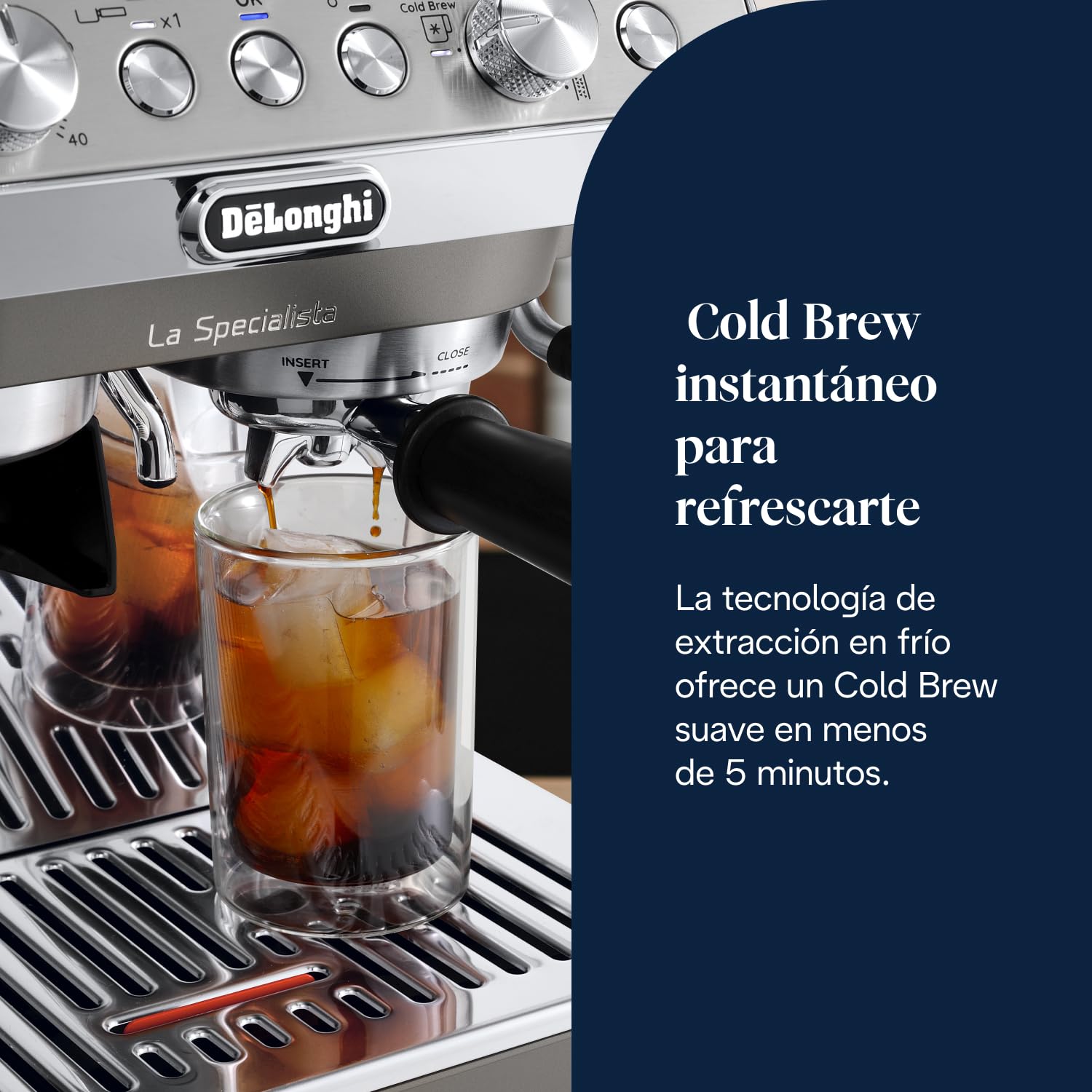 De'Longhi La Specialista Arte Evo EC9255.M, Máquina Café Espresso con Bomba, Función Cold Brew, Boquilla Espumadora de Leche Profesional, Tecnología con Sensor de Molienda, Incluye Kit Barista, Metal