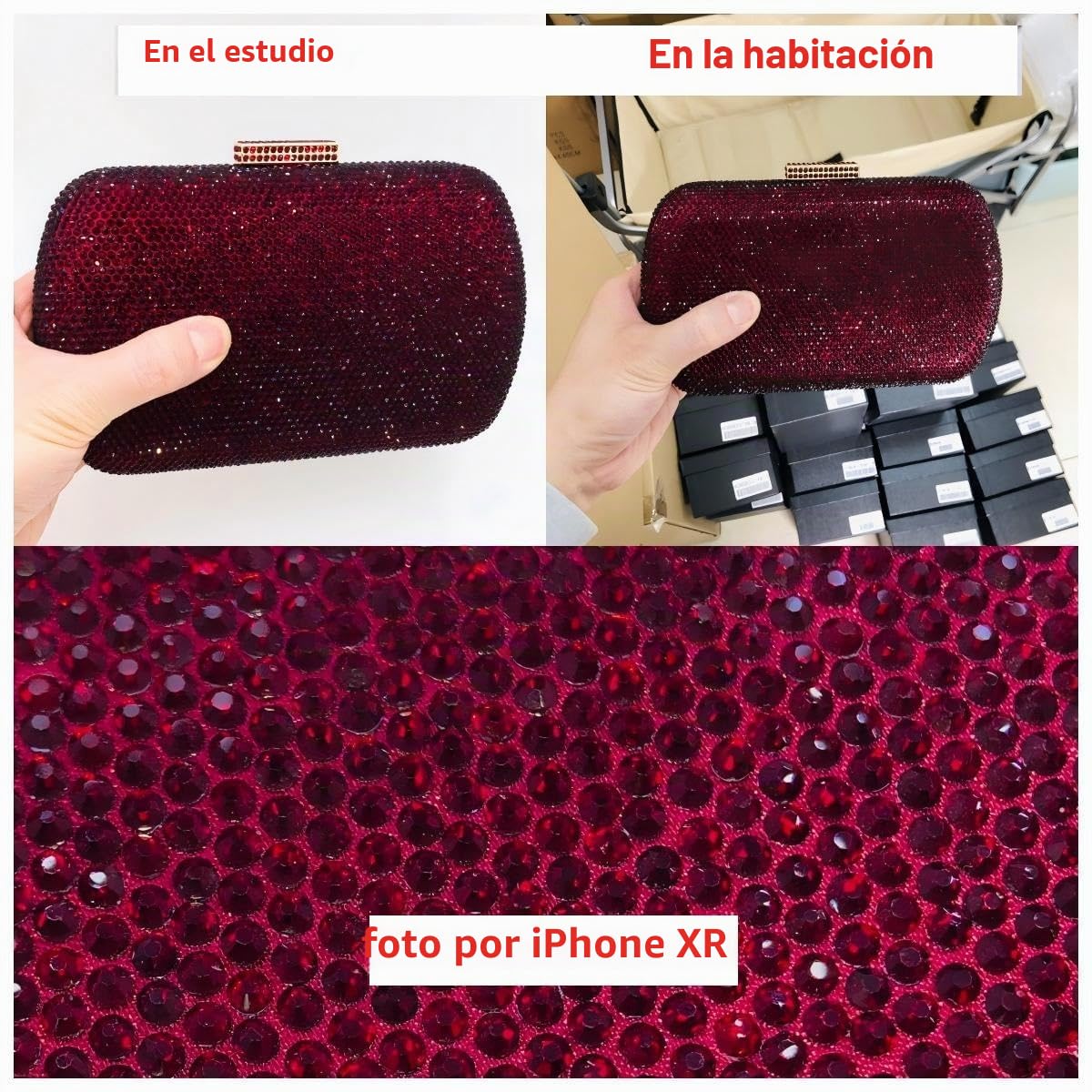 Boutique De FGG Mini bolso de mano de diamantes de imitación, bolsos de noche y bolsos de mano para mujer, bolso de mano de cristal, bolsos de mano de boda