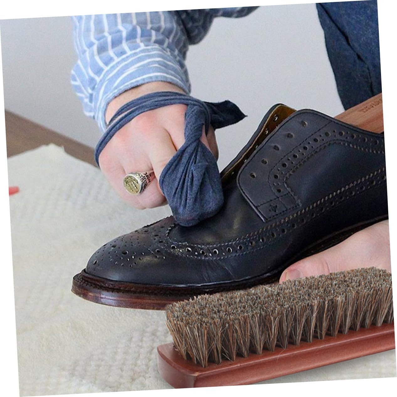 UKCOCO 4piezas Cepillos De Crin para Zapatos y Tapicería Limpiador Versátil Cepillo De Pulido