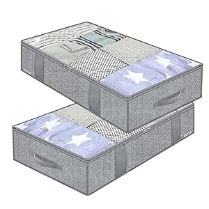 Genérico Almacenamiento Bajo Cama - Organizador de Mantas Transparente | 2 Unidades Bolsas Grandes Antipolvo Plegables Para Guardar Zapatos Edredones Juguetes Lavandería Armario Dormitorio