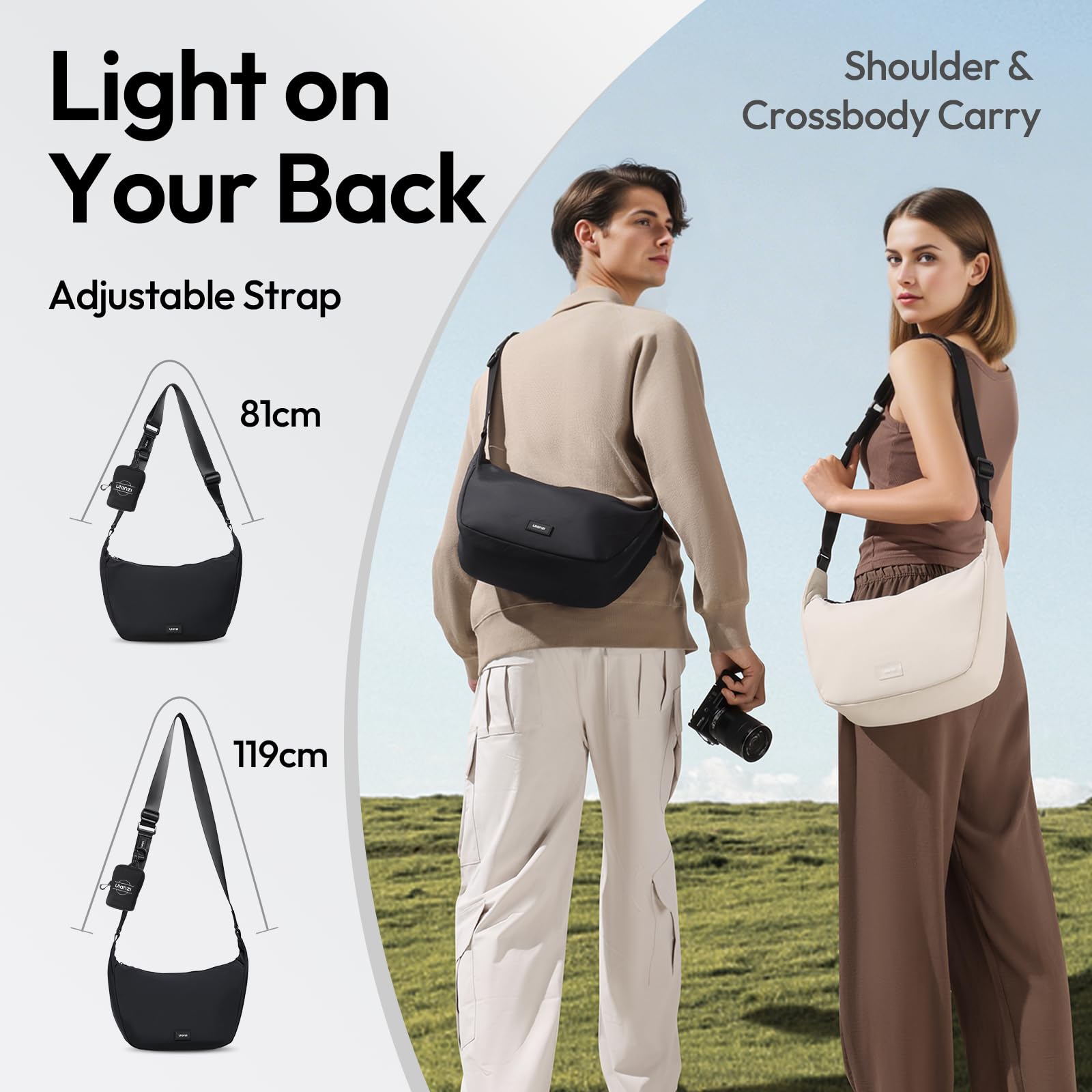 ULANZI Kameratasche Schultertasche Kameratasche Sling Bag Stilvoll mit Trennwänden Leichte Aufbewahrungstasche für DSLR-Kamera Kamerazubehör Reise Outdoor Fotografie Tasche (Schwarz)