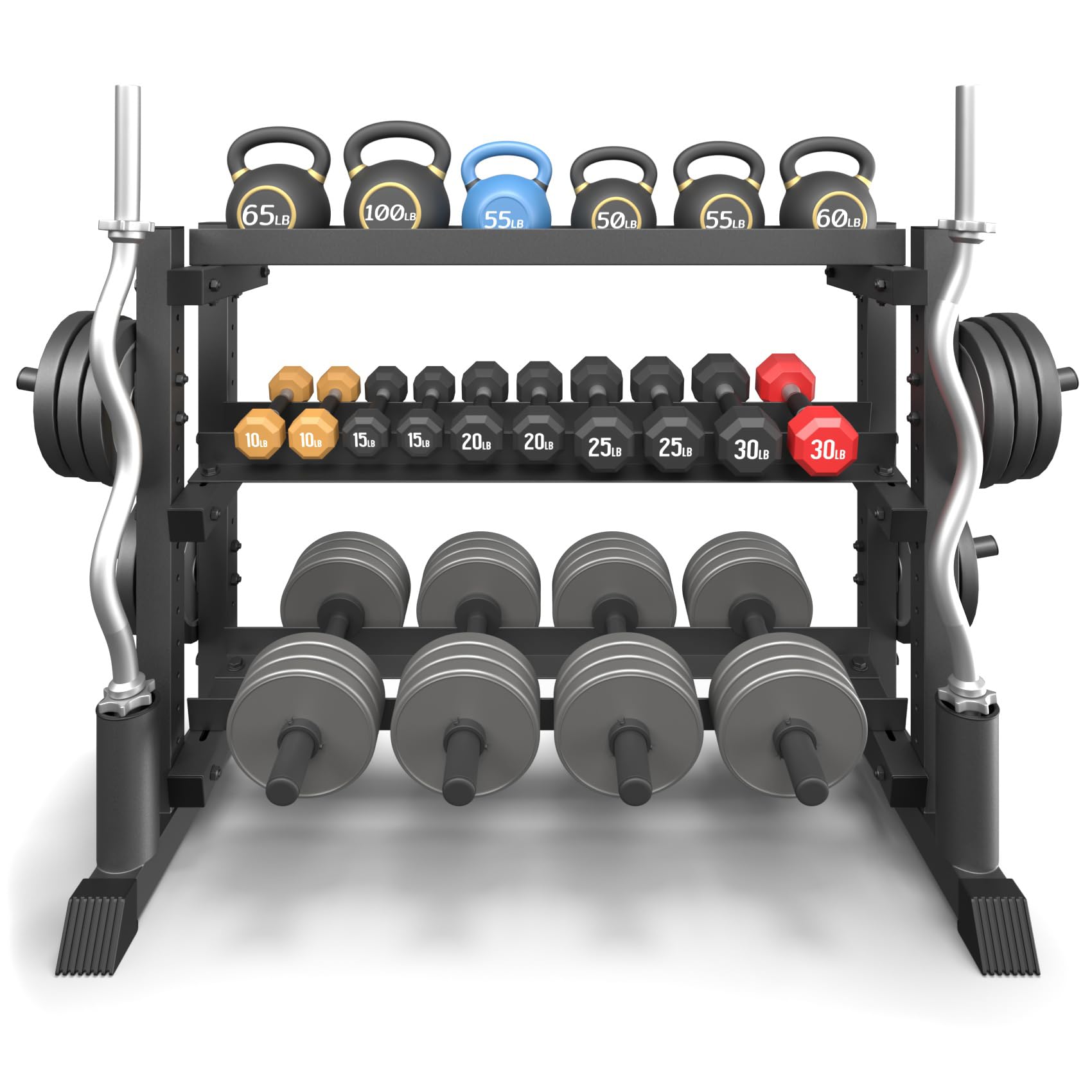 Photo 1 of ***MISSING PIECES -SELLING AS PARTS ONLY*** 3-Tier Dumbbell Rack, 1200LB Capacity Adjustable Weight Rack for Home Gym, Heavy-Duty Weight Stand for Dumbbells Kettlebells & Weight Plates(Rack Only)