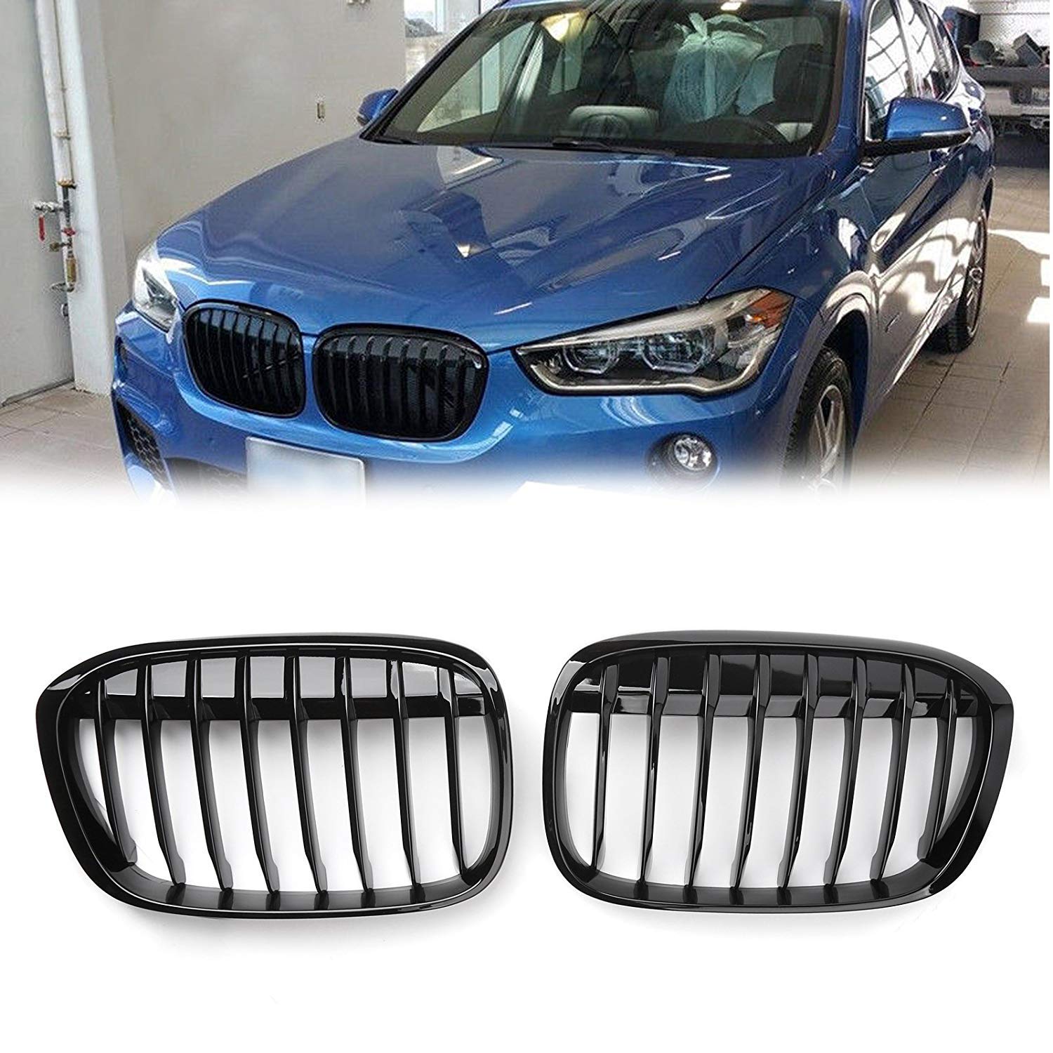 Amazon | Zealhot キドニーグリルfor BMW X1 F48対応 フロントグリル