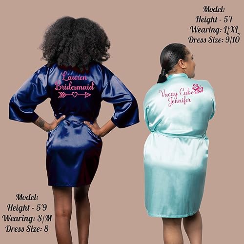 Miniatura 8 de Custom Womens Robe, Sizes S-5XL, Bridesmaid Robes, Personalized Robes for Birthdays, Quinceaneras Etc., Add Symbols, Text, Monograms, Black, LXL