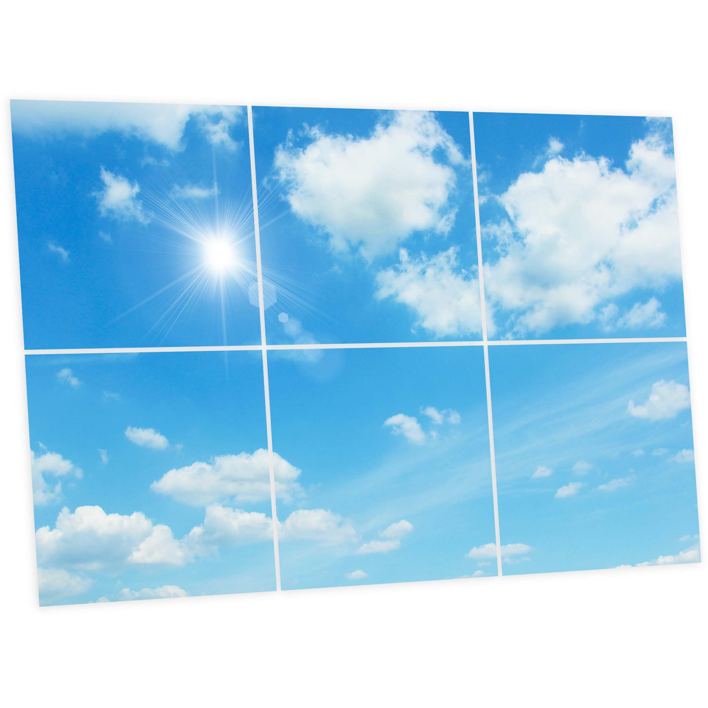 Générique Pack de 6 Dalles LED Imprimées 60x60 cm - Motif Ciel Lumineux - Lumière Blanc Neutre 4000K - Panneaux Lumineux Plafond Bureau Salon Cuisine - Faciles à Installer