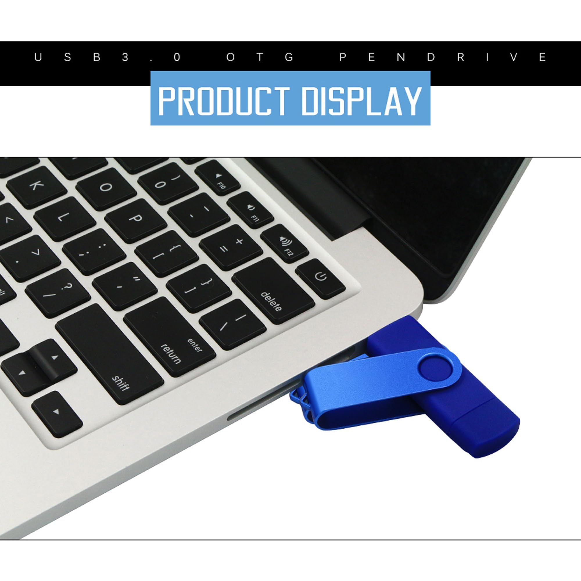 Chiavetta USB 2.0 da 256 GB, doppia USB A di tipo C, in metallo, girevole, impermeabile, antipolvere, resistente alle temperature, portatile, per archiviazione dati, confezione da 2