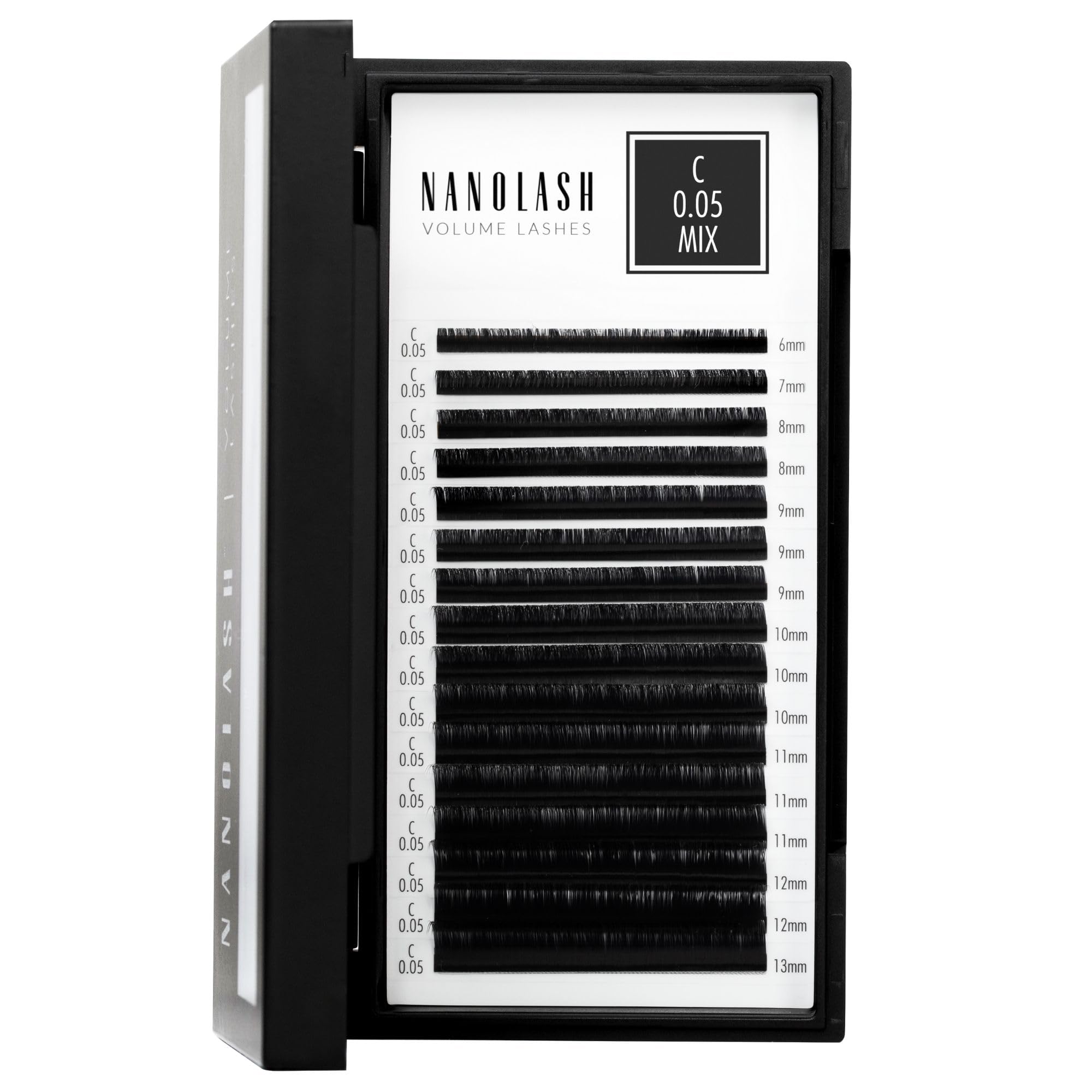 Nanolash Volume Lashes - false lashes for professional eyelash extensions, volume eyelash extensions (0.05 C, 6-13mm)
