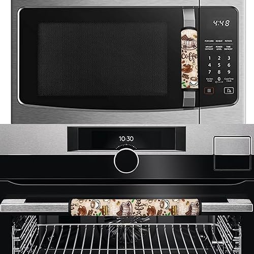 Miniatura 71 de Juego de 4 fundas protectoras de repuesto para manija de puerta de refrigerador con temática de té de la tarde para microondas, horno, refrigerador