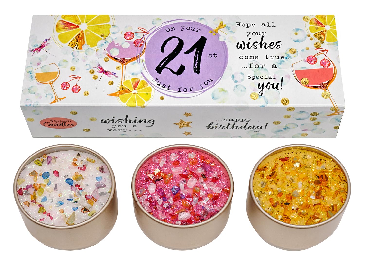 Best Kept Secrets Gold Three Lites Birthday Age Decorated Tea Light Candles (21St)