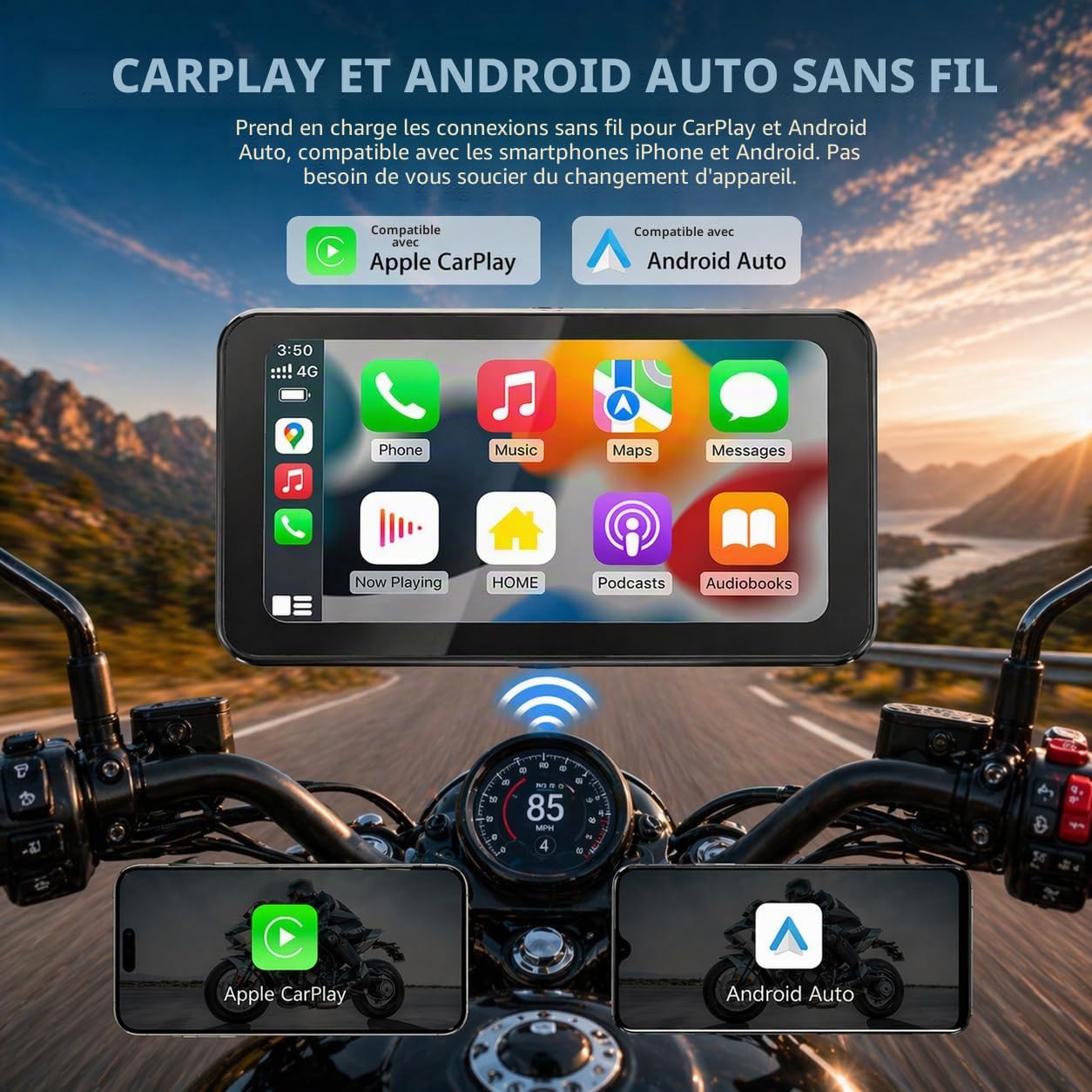 Spedal Moto Carplay et Android Auto, Écran Moto 6.25" Tactile Étanche – GPS Portable, Bluetooth, Navigation, Musique, Siri/G00gle Assistant (CL871)