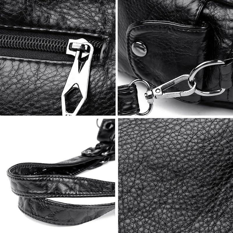 Borsa Bauletto da Donna in Pelle Sintetica Hobo Borse a spalla piccolo Borsa a mano con tracolla Sacchetto Donne Borse Manici Borsetta Nero