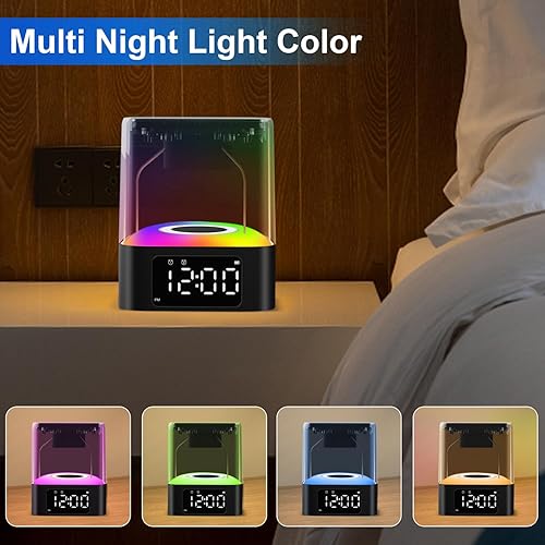 Miniatura 3 de JALL Altavoz Bluetooth con luz nocturna, actualizado 2025 reloj despertador con lámpara de noche cambiante multicolor, las mejores ideas de