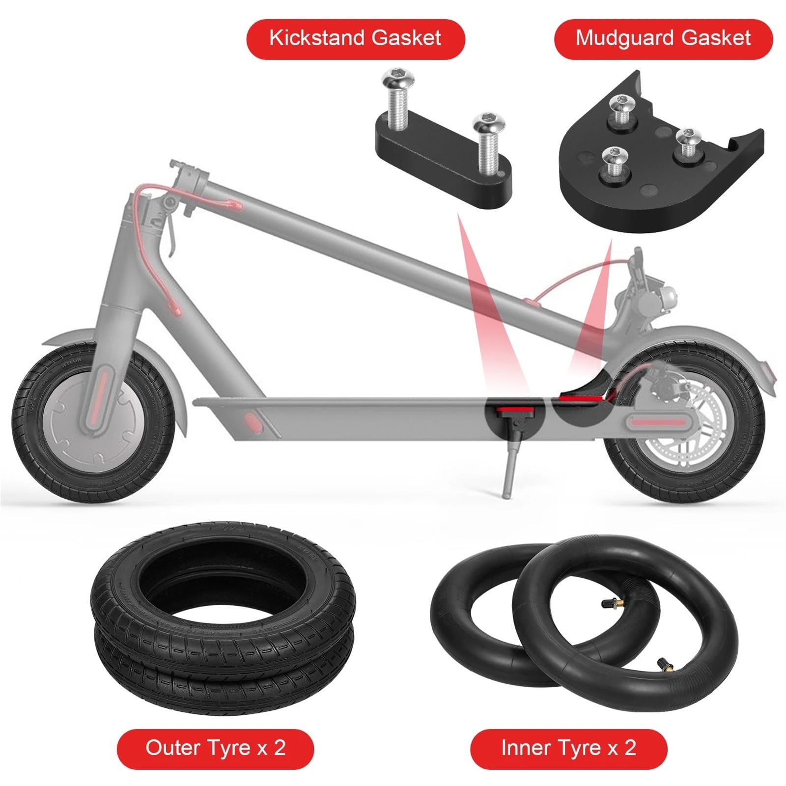Camera D'aria Per Monopattino Elettrico Set di ruote di ricambio for pneumatici esterni con camera d'aria gonfiabile da 10 x 2,0 pollici