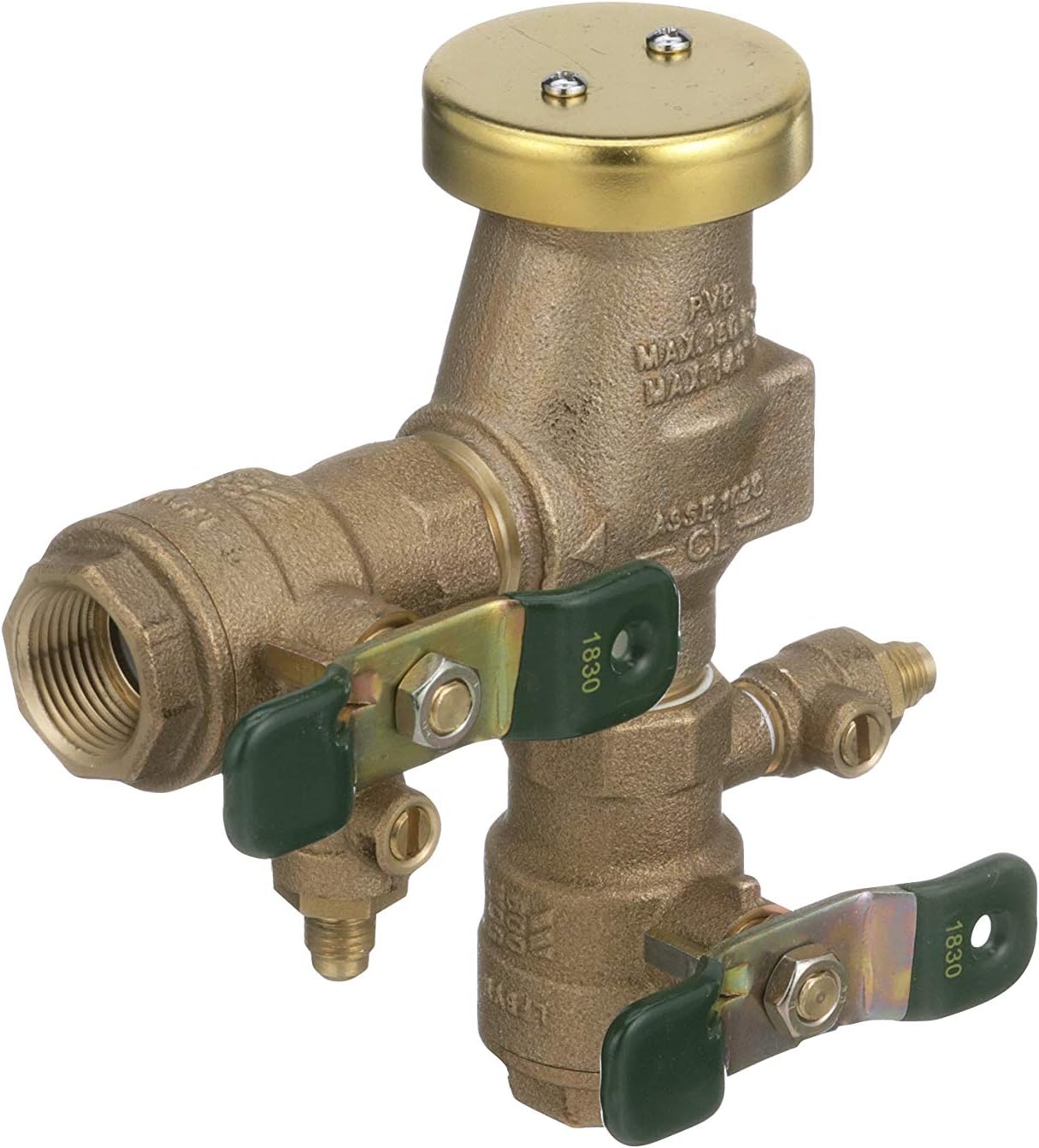 Watts 3/4" Bronze Anti-Siphon Pressure Vacuum Breaker, Quarter Turn Shutoff, Tee Handles