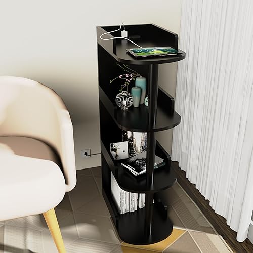 teelishly Mesa auxiliar, mesita de noche en forma de E para sofá, mesita de noche, sofá y cama, mesa E de escritorio grande para sala de estar,