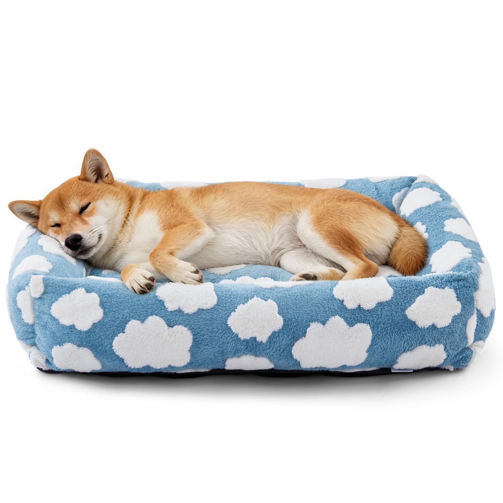JOEJOY Dog Beds Large Sized Dogs, Rectangle Washable Large Dog Bed with Removable Zipper Cover, Cute Soft Calming Orthopedic Pet Bed with Jacquard Shaggy Plush & Non Skid Bottom
