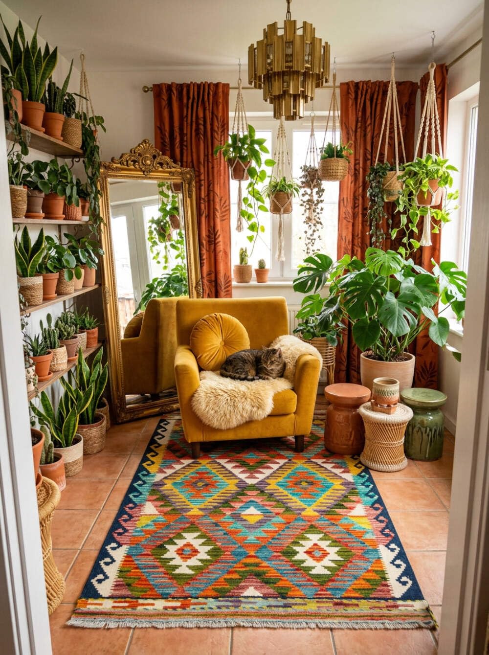 Kilim Tapis 100 % laine 121 x 82 cm, fait à la main, pièce unique de style Herat Boho multicolore, tissage plat, tapis d'entrée et chambre