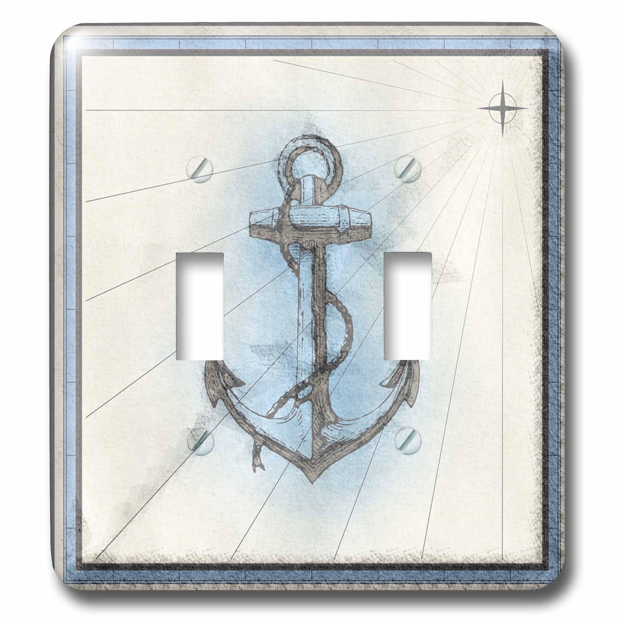 Double interrupteur motif ancre grunge plaque de commutation murale