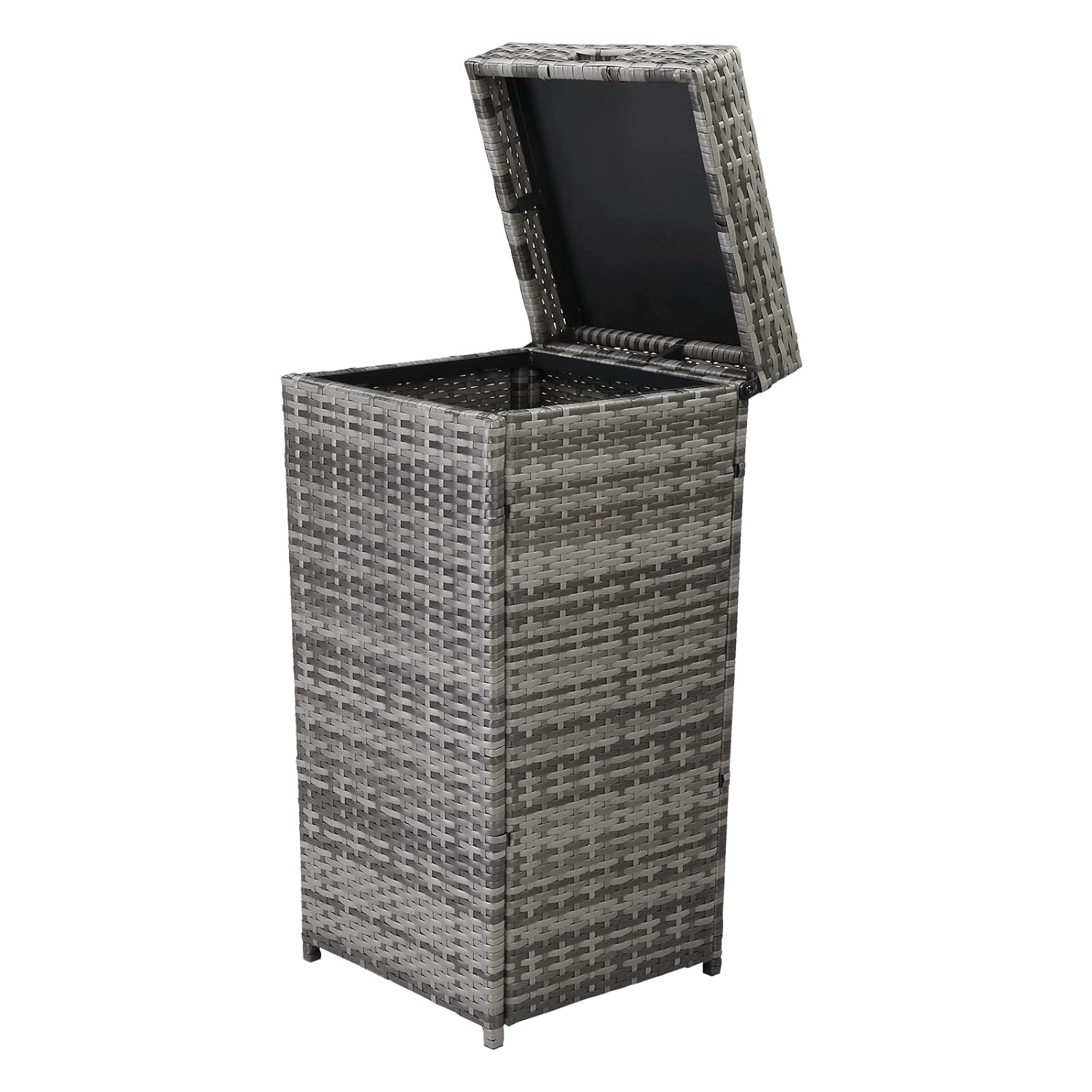 Outdoor Wicker Patio Trash Can, 27 Gallon Rattan Trash Can with Removable Lid, Outdoor Wicker Waste Basket, Wast Container (Brown)