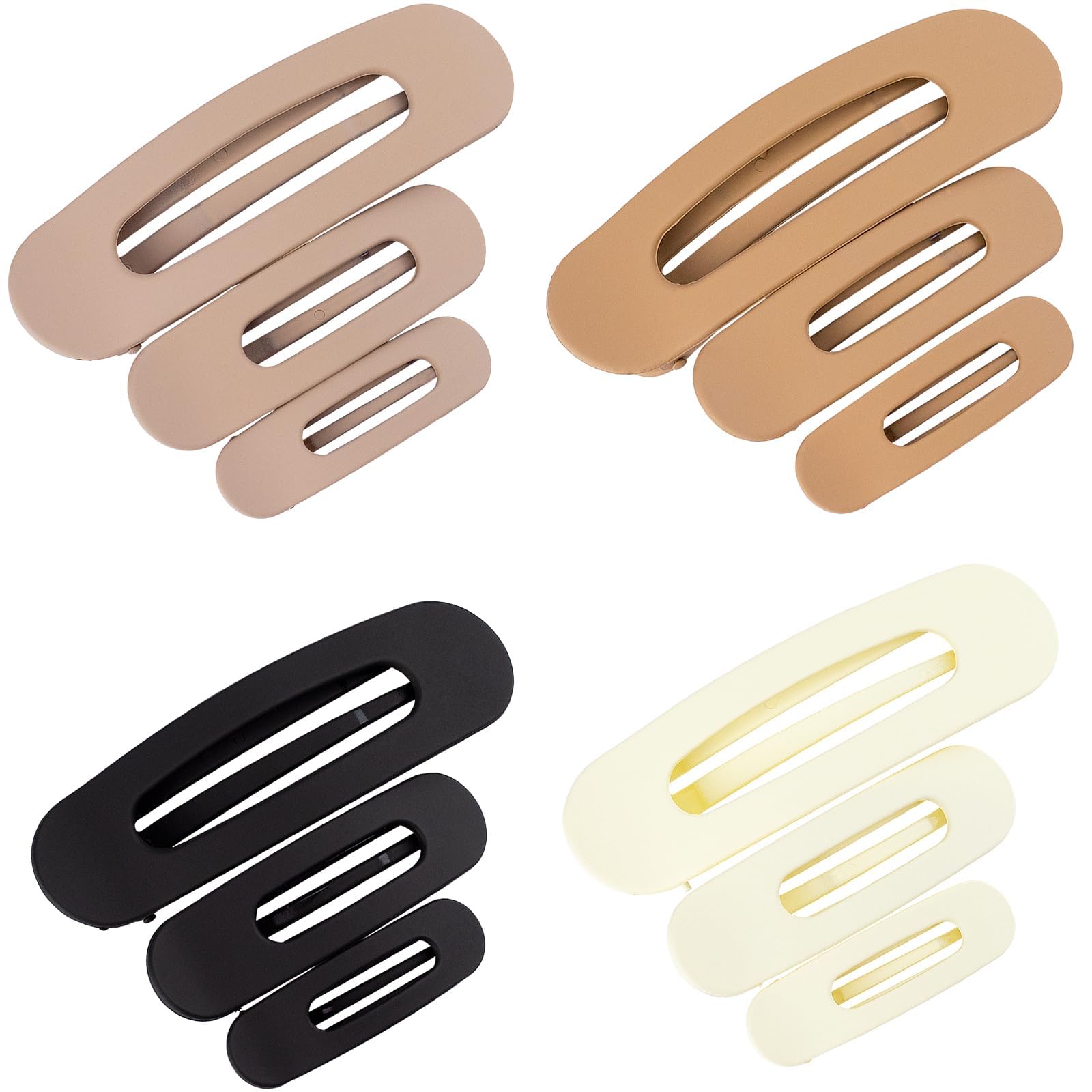 Giata 12 PCS Flat Hair Clips for Women, Thick and Small Sizes, Perfect for Thin or Thick Hair, Matte Cute Banana Clips, Brown, Neutral Color (Flat