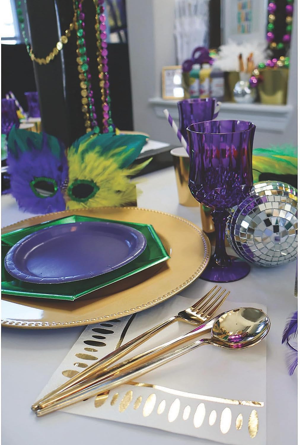 Fun Express 12 Pieces Plastic Patterned Wine Glasses, Holds 8 oz, Reusable Drinkware for Wedding Party Supplies, Purple