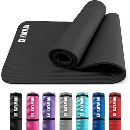 KAYMAN Yoga Mat – Multi-Purpose Extra Thick Foam Exercise Mats – Ideal Floor Mat for Pilates, Stretching, Resistance Workout & Therapy – Home & Gym Equipment Accessory for Men Women Kids –183 x 60cm