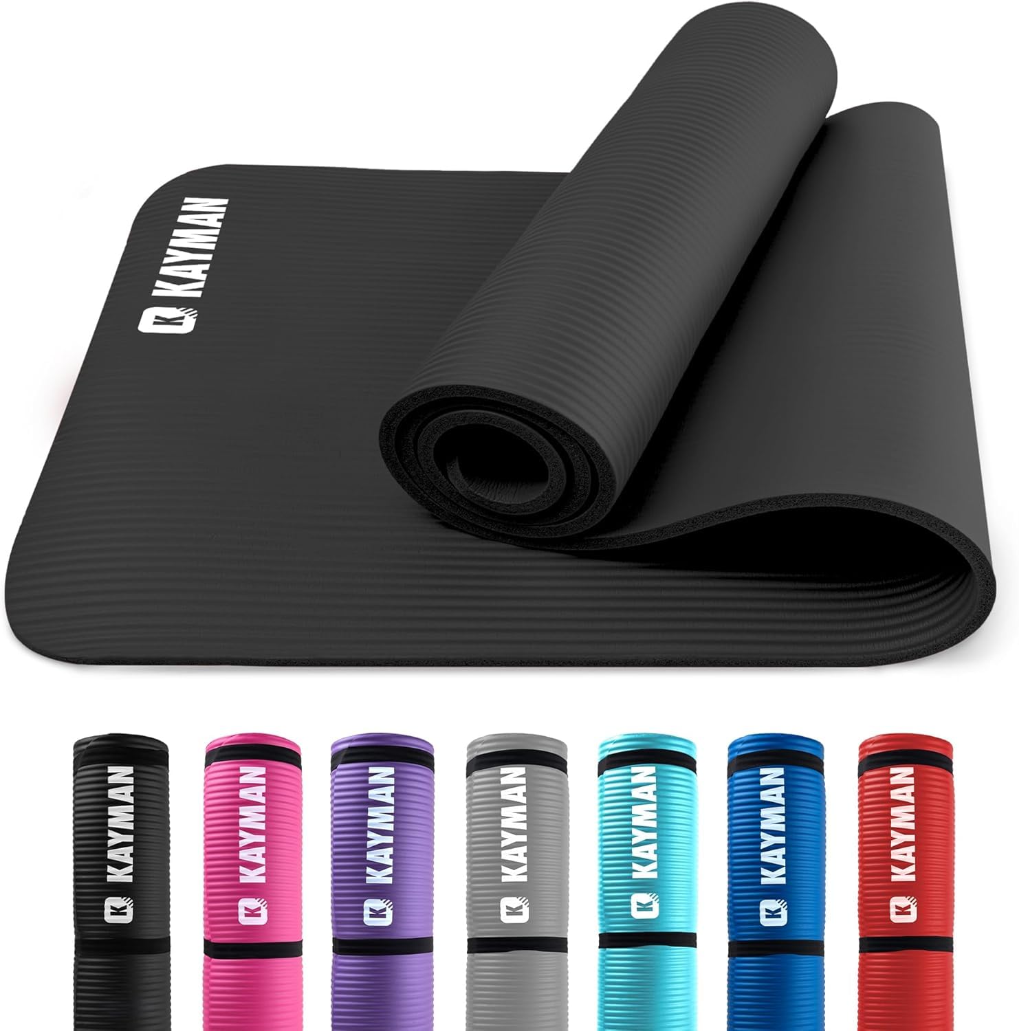 KAYMAN Yoga Mat – Multi-Purpose Extra Thick Foam Exercise Mats – Ideal Floor Mat for Pilates, Stretching, Resistance Workout & Therapy – Home & Gym Equipment Accessory