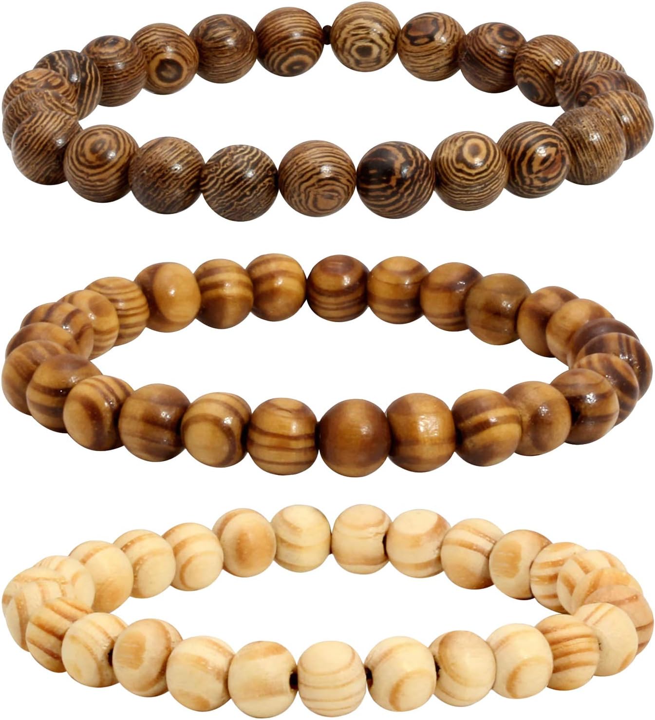 Wood Bead Bracelet Tibetan Buddhist Meditation Mala Prayer Beads Men Elastic Bracelet 6/8mm