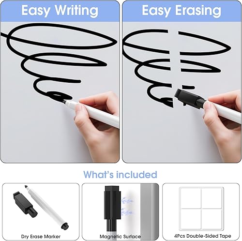 Vista 57 de MaxGear Pizarra pequeña de borrado en seco, pizarra blanca colgante de doble cara de 14 x 11 pulgadas para pared, mini pizarra blanca con 3 Blanco