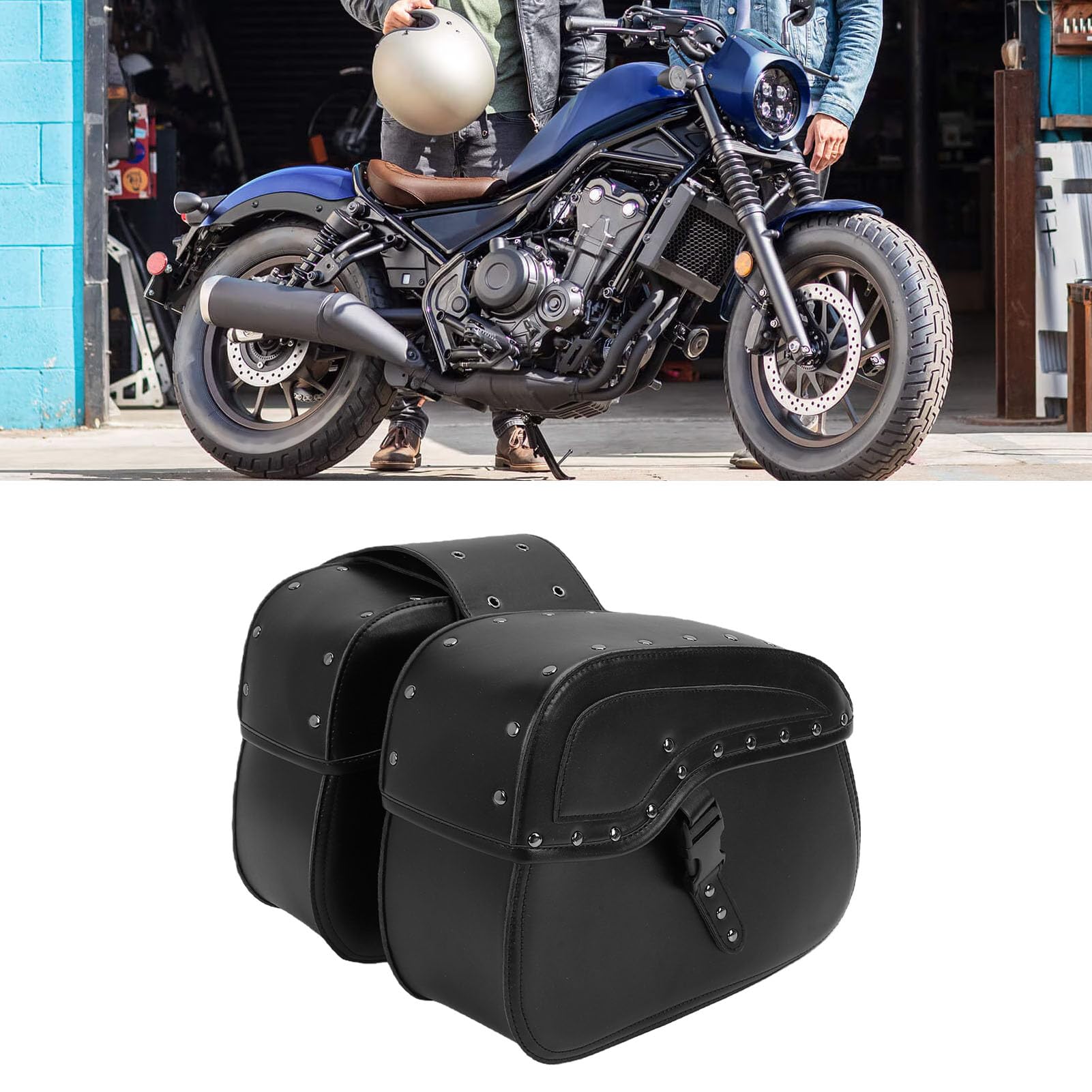 Ejoyous Sakwy Motocyklowe, Wodoodporne Torby Boczne ze Skóry PU 30L, Szybkozamykający Kształt Uchwyt do Mocowania na Siedzeniu do Dojazdów Pracy na Iron Shadow Vulcan