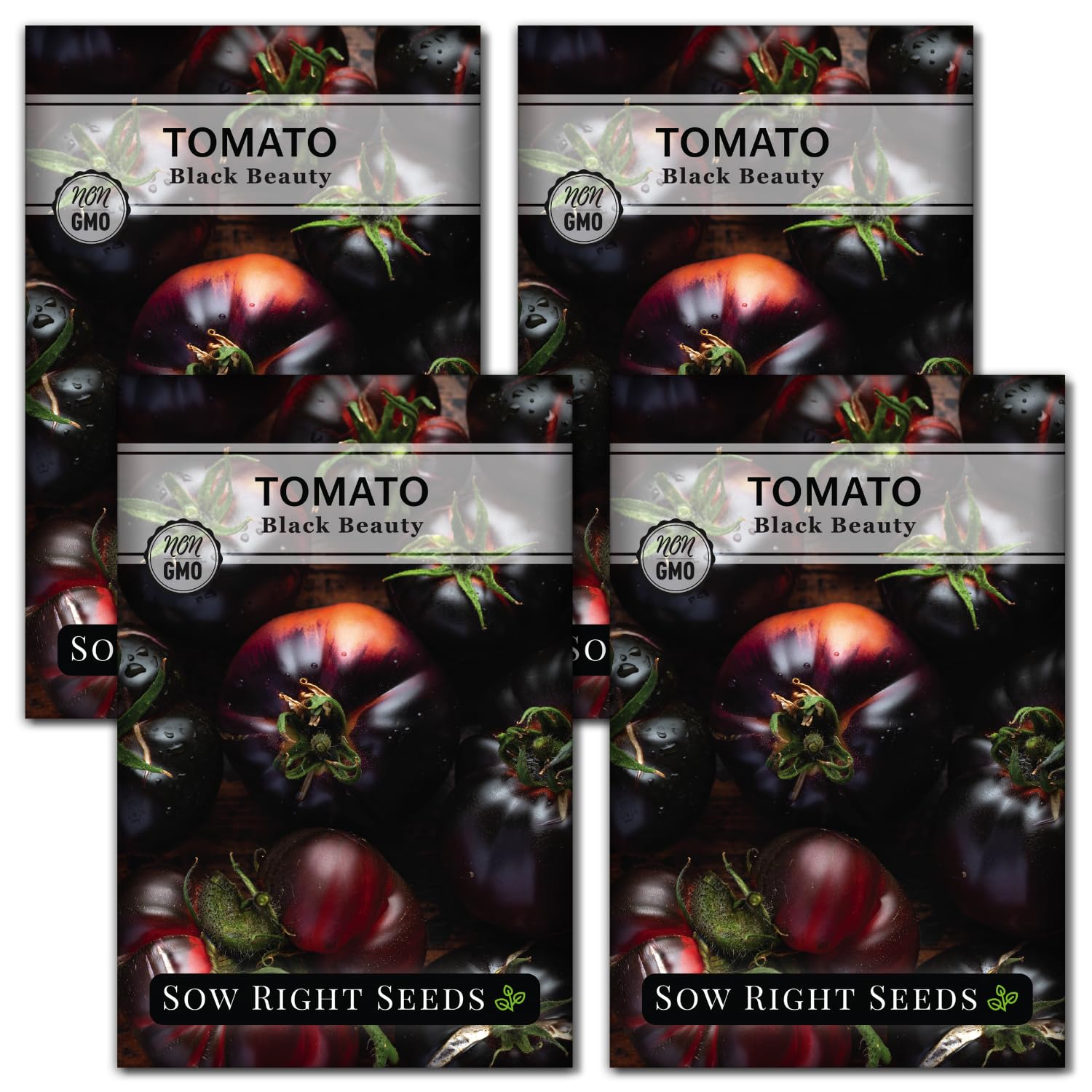 Sow Right Seeds - Black Beauty Tomato Seeds for Planting - Non-GMO Heirloom Packet with Instructions to Plant an Outdoor Home Vegetable Garden - Rare Deep Purple Slicing Variety - Sweet Flavor (4)