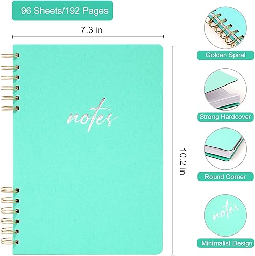 Miniatura 3 de Yoment Cuaderno de espiral con pestañas de 8 x 10 pulgadas, cuaderno de espiral de tapa dura con divisor de 5 asignaturas, cuaderno de espiral