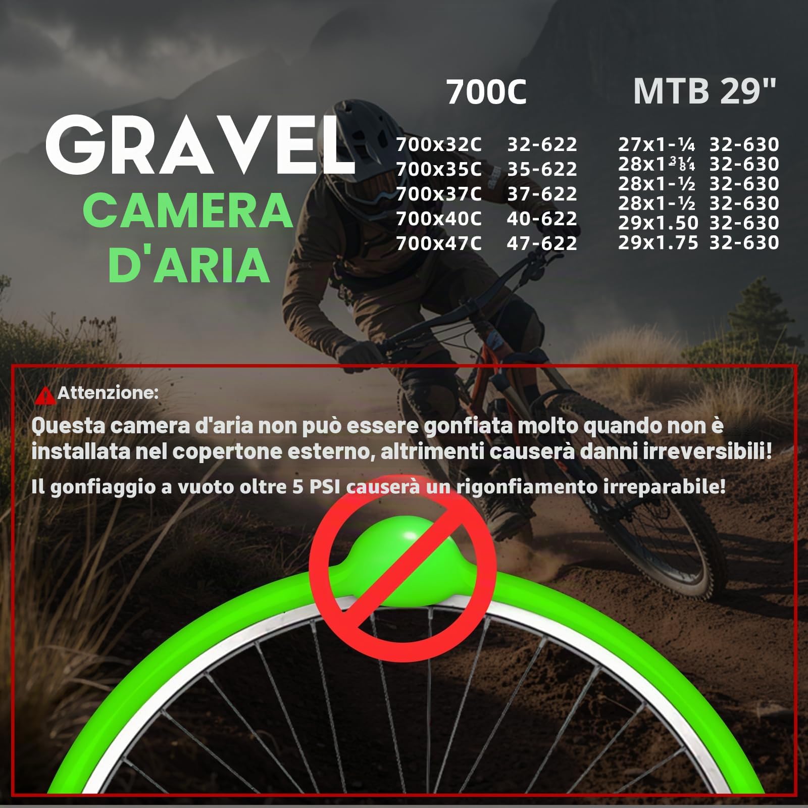 2 tubi in TPU per gravel, ultra leggeri, 46 g, 700 C x 32 – 47 – 622, tubo flessibile per mountain bike, 29 pollici, in TPU Gravel bici da corsa 28 pollici, FV: 65 mm