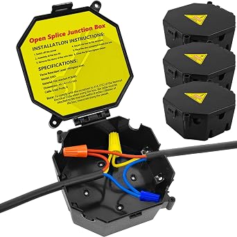 MIARALA Black Open Splice Junction Box 3 Pack