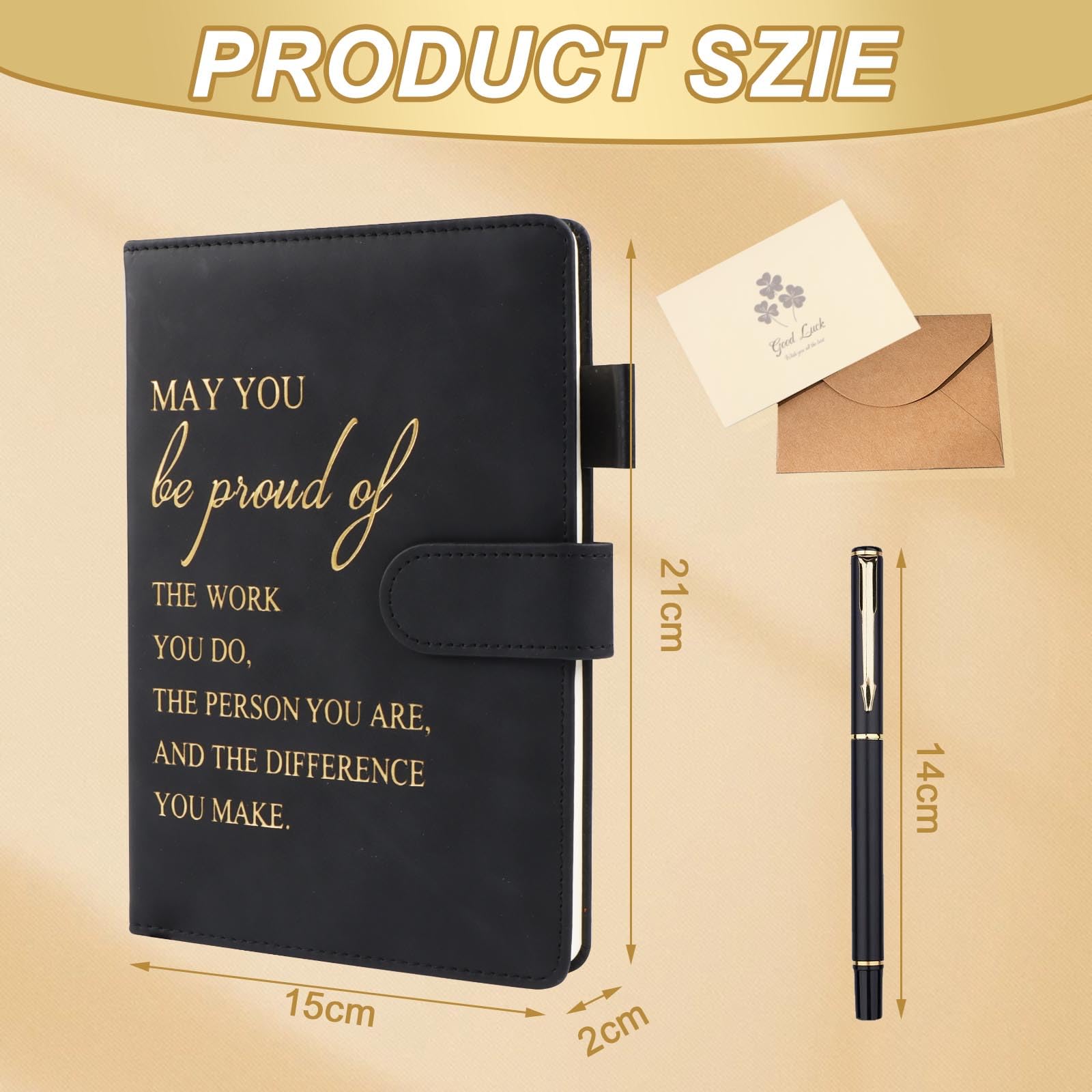 YPLonon Employee Appreciation Thank You Gifts Leather Journal Notebook and Pen Set Inspirational Personalised Notebook with Greeting Card Gift for Employee Volunteer Teacher Colleague - Image 2