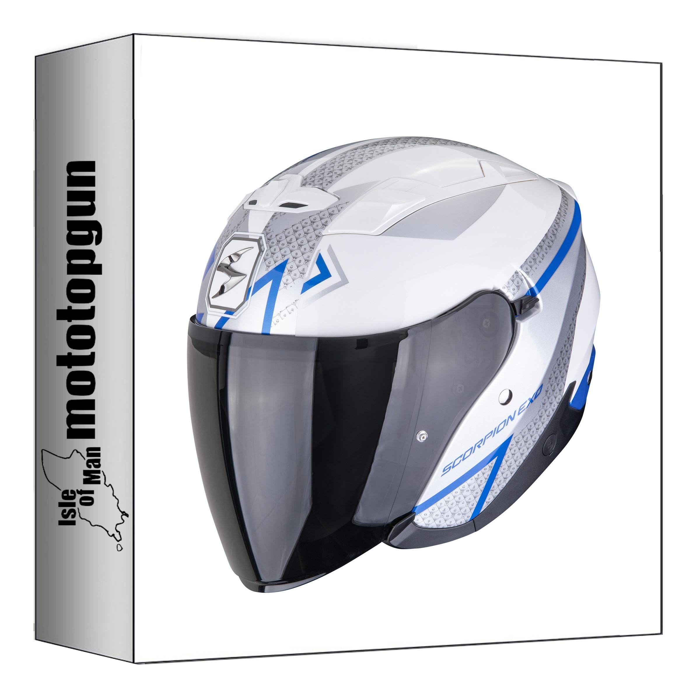 Casque jet Scorpion Exo-230 Loop blanc bleu taille M pour moto - 4