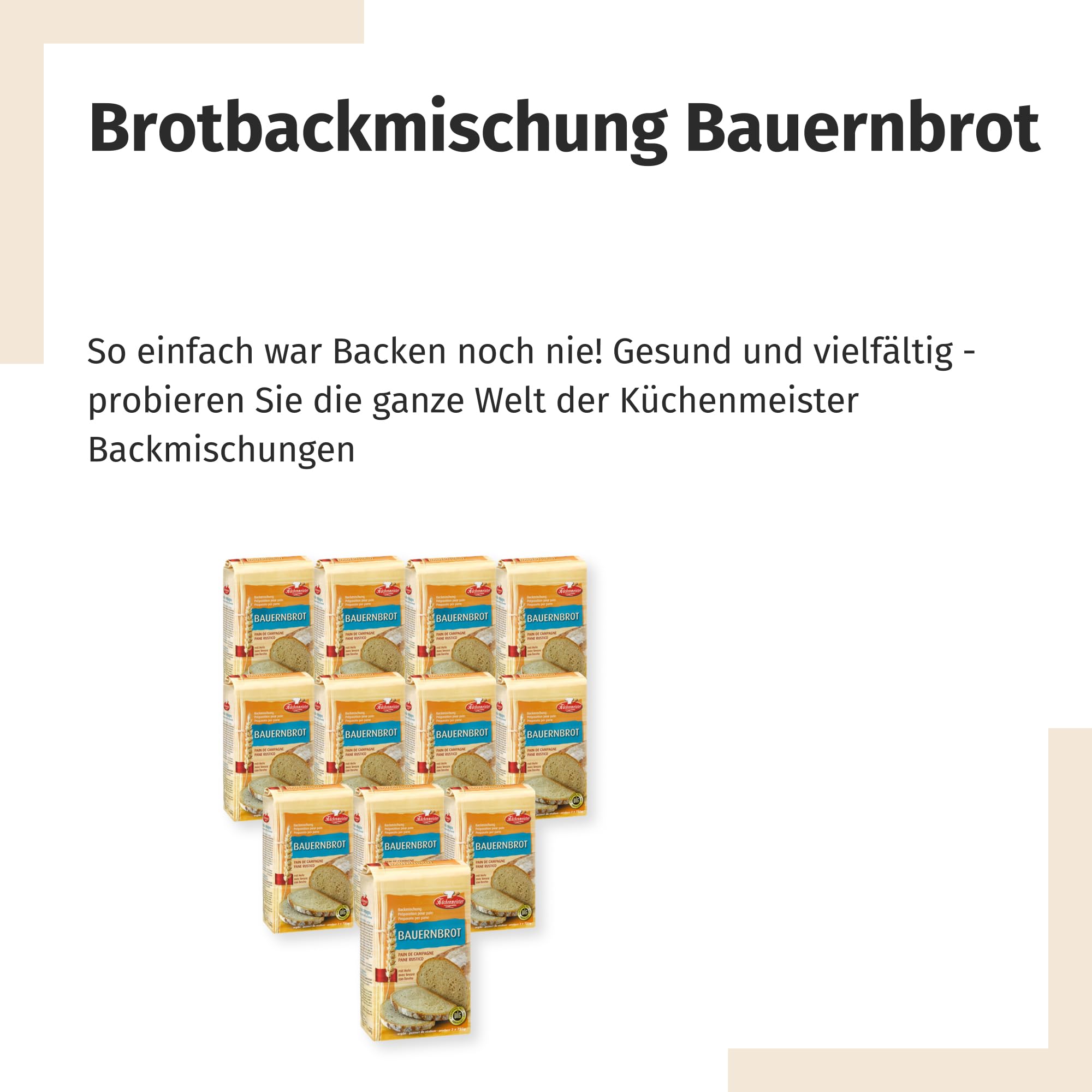 BIELMEIER 12 KG KÜCHENMEISTER Brotbackmischung Bauernbrot a 1 KG Frießinger Mühle