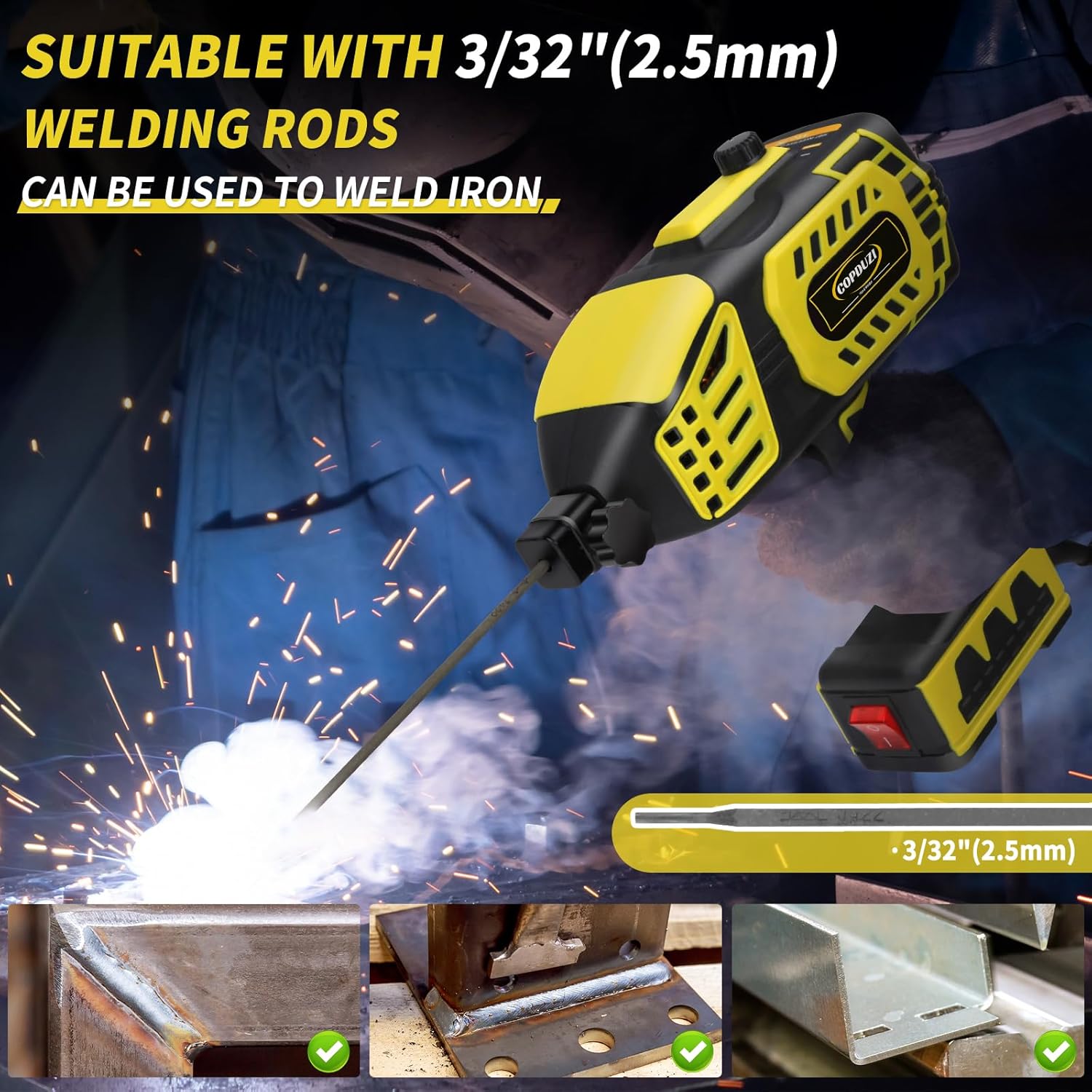180A Handheld ARC Welding Machine, 110V Portable Welding Gun Variable Current Adjustment with IGBT Inverter Hot Start & Anti-Stick,Soldadoras Portátiles Para for 3/32''-1/8'' Welding Rod