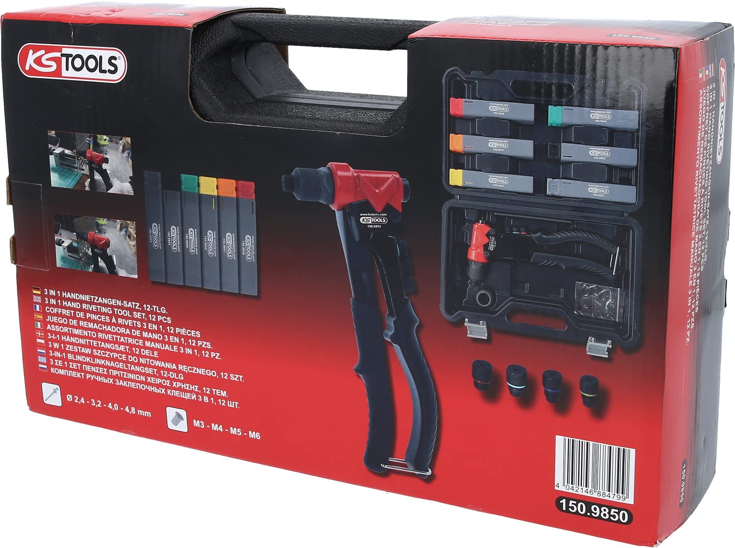 KS TOOLS 150.9850 Coffret pince à riveter + rivets